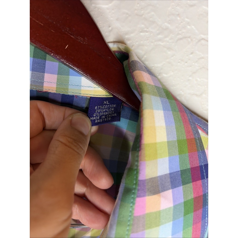 Alan Flusser Mens Plaid Long Sleeve Button Down Shirt Multicolor Size XL - Picture 3 of 4